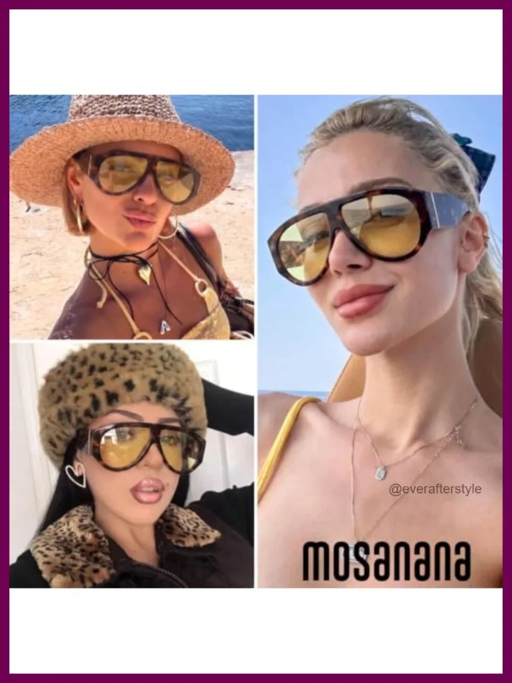 Oversized Retro Aviator Sunglasses Women UV400 Protection Chunky Plastic Frame